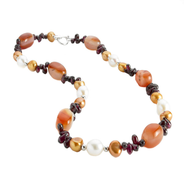 Agate, Garnet and <BR/>Pearl Necklace