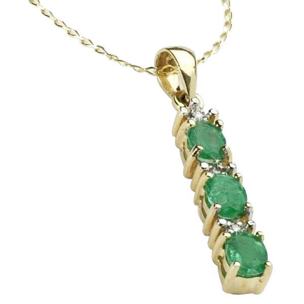 Emerald And Diamond Stick Pendant