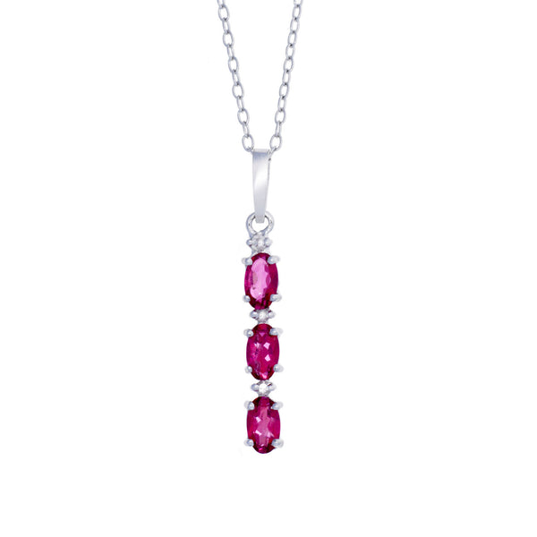 Pink Topaz and<BR/>Diamond Stick Pendant