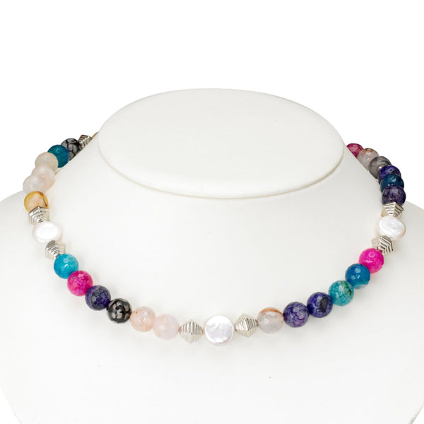 Multi Agate and <br/> Pearl Necklace