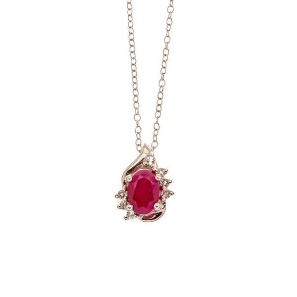 Ruby and White Topaz Silver Pendant