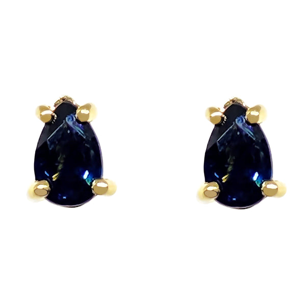 Sapphire Pear Shape<BR/> Gold Stud Earrings